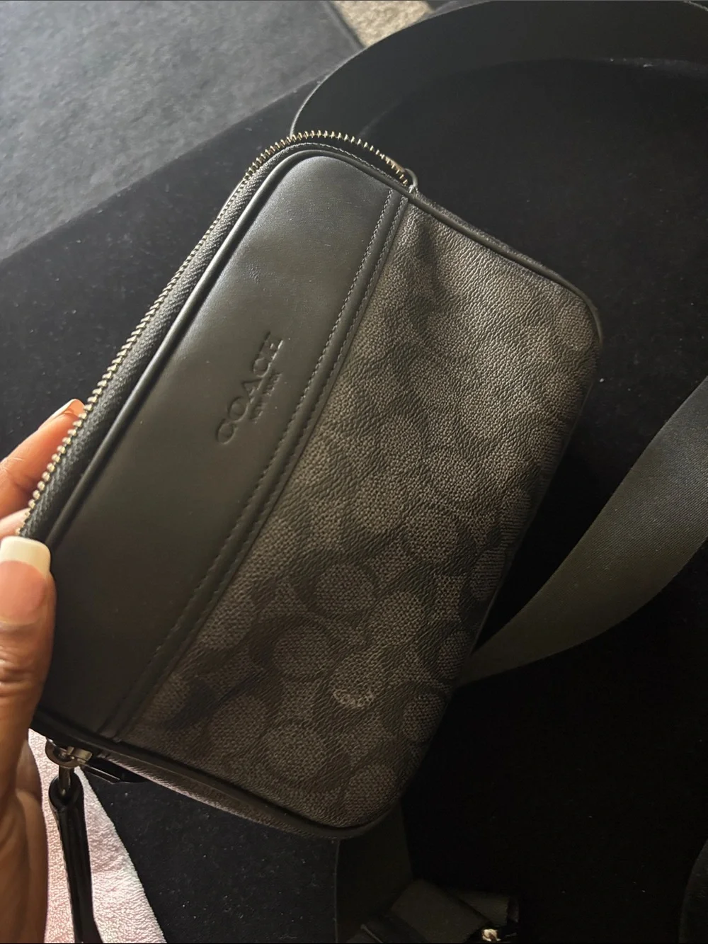 Coach Black Signature Crossbody Bag and Zip Wallet Set